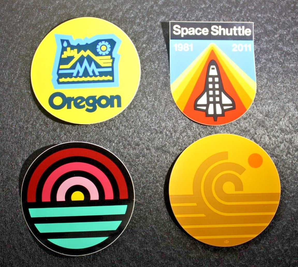 Lot of 4 DDC Draplin Design Company Decals Stickers Oregon, Space Shuttle, Whims