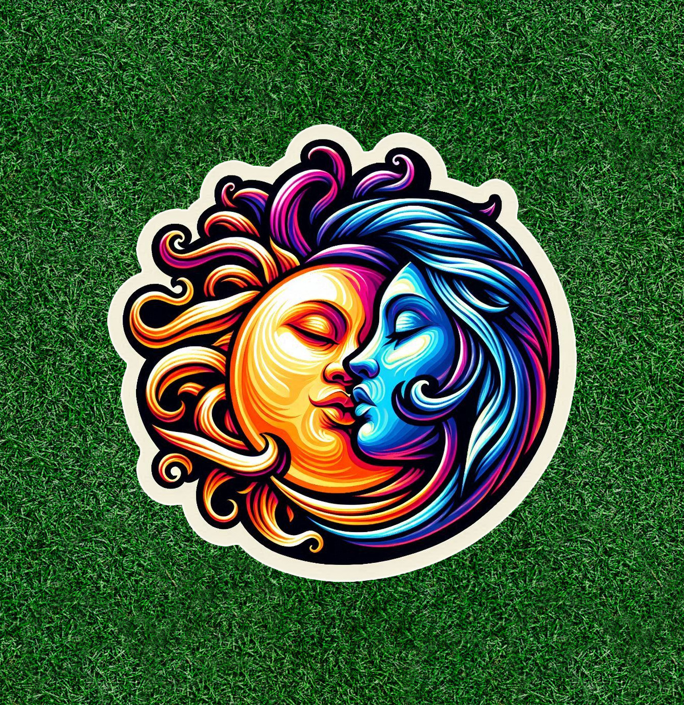 Celestial sun kissing moon 100% waterproof vinyl sticker decal – many sizes