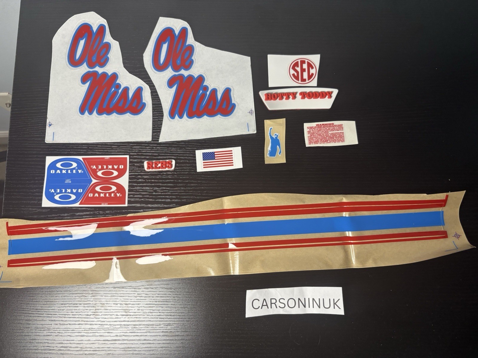 AUTHENTIC Ole Miss Football Shutt F7 Decals! Straight from Equipment Room. 20 ML