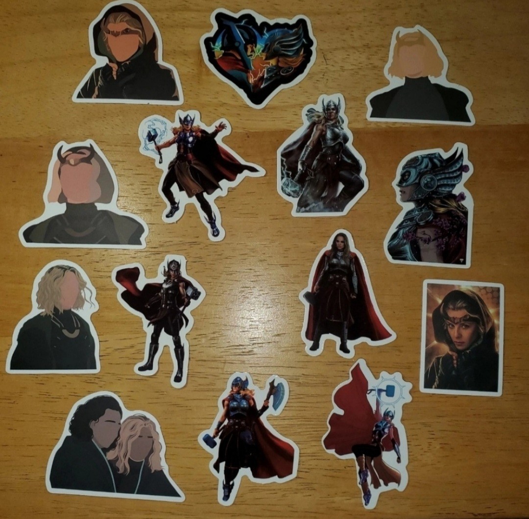 Vinyl Marvel Themed Stickers ! Thor Jane Loki Superheroes