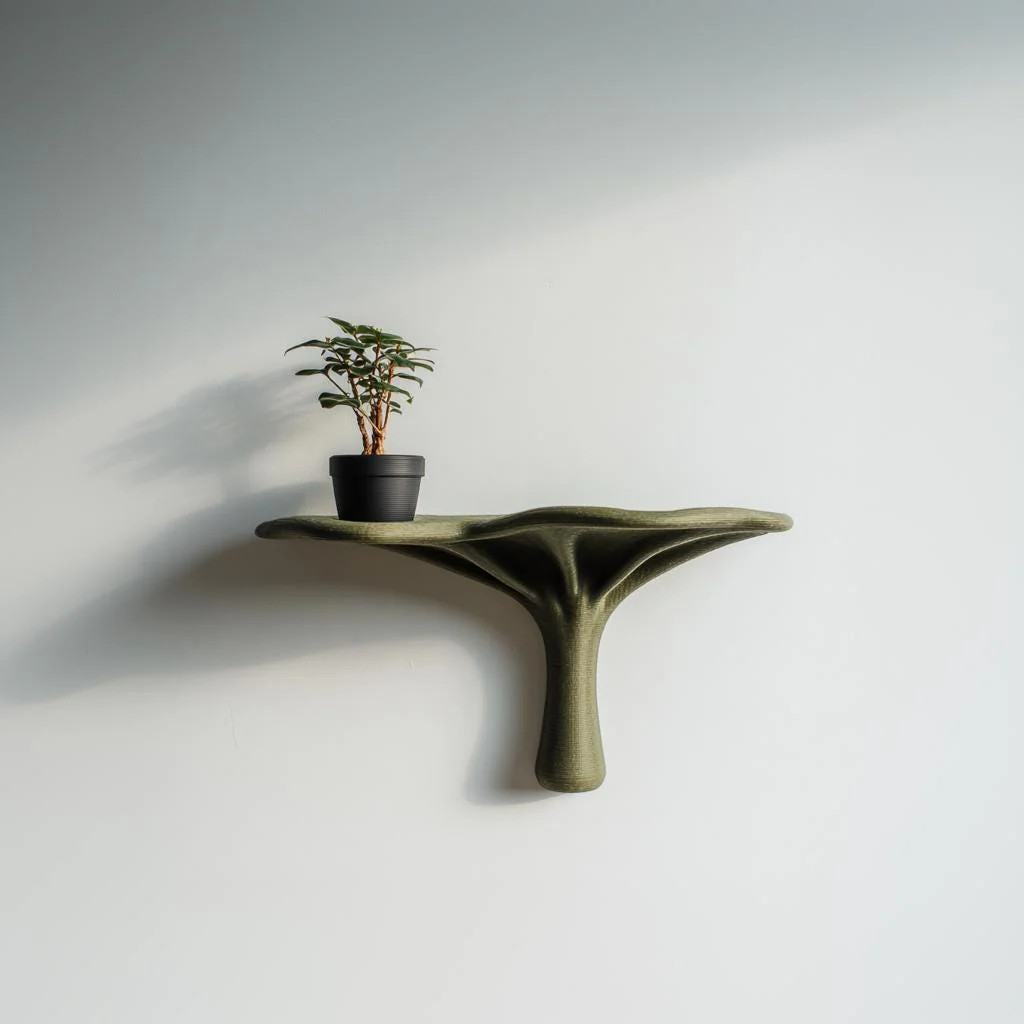 Organic Modern Wall Shelf Decor | 3D Printed Sculptural Nature Inspired Shelf |