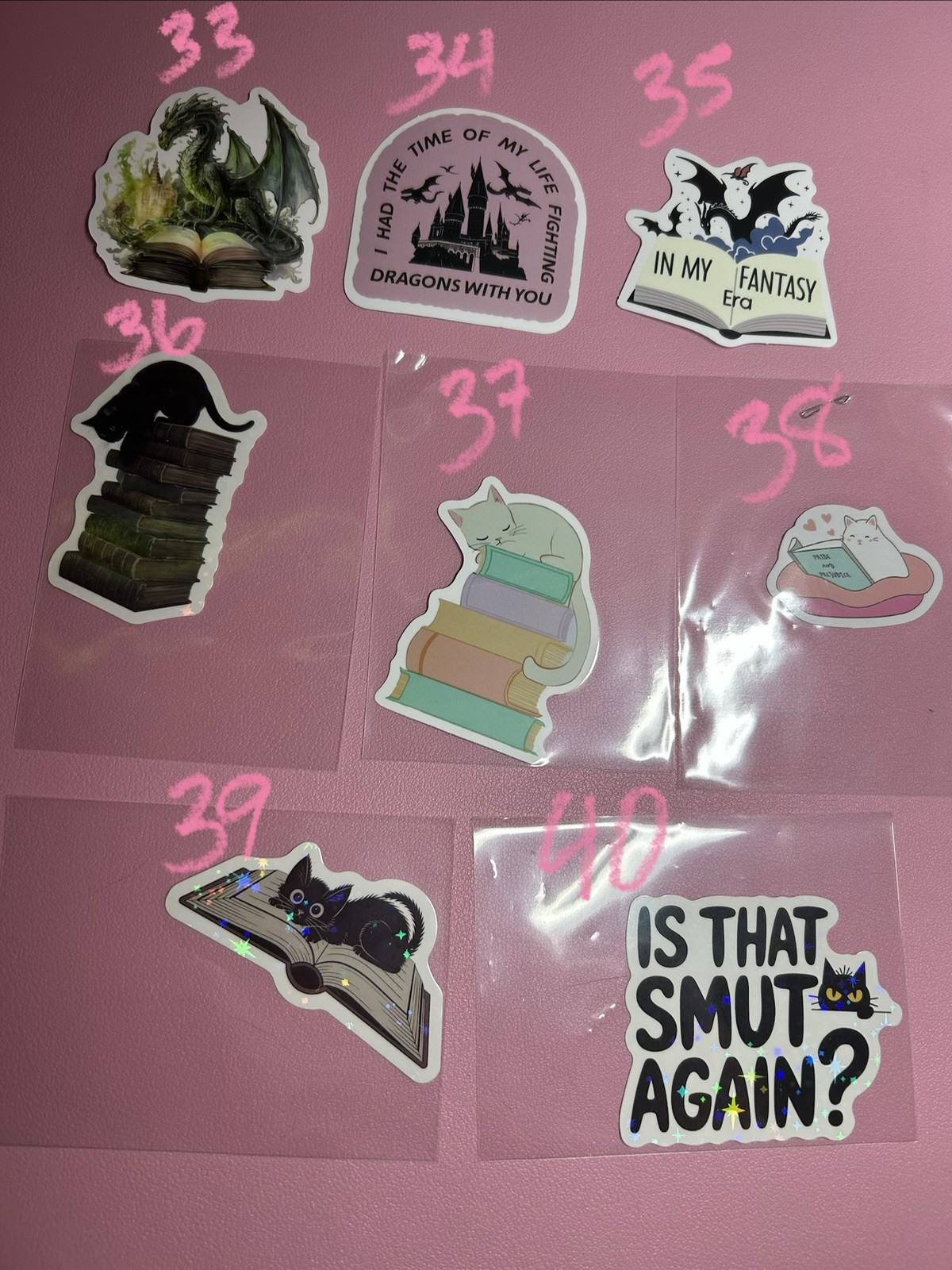 Animals Reading Books Stickers – Dragons , Cats , Mice, Penguins, Birds