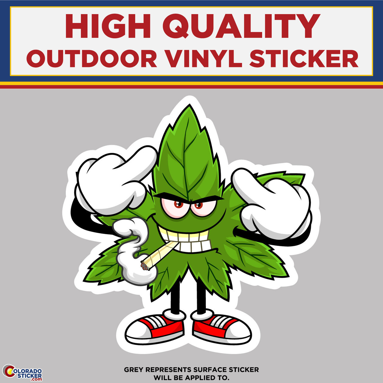 Pot Leaf Smoking with Middlefinger, High Quality Vinyl Stickers