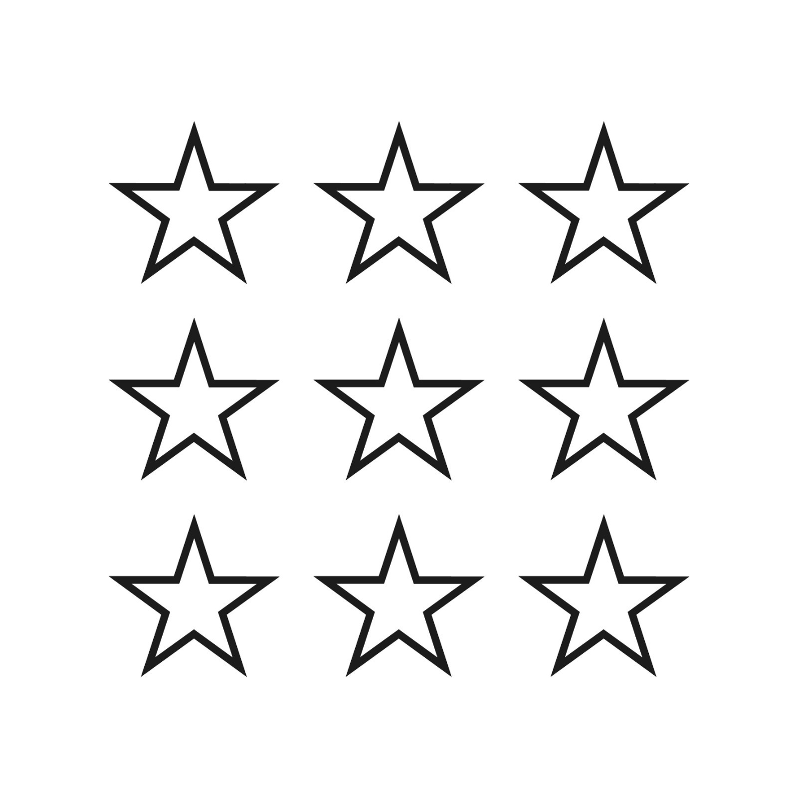 Small Star Symbol outline Vinyl Decals set of 9 stars Stickers Sheet