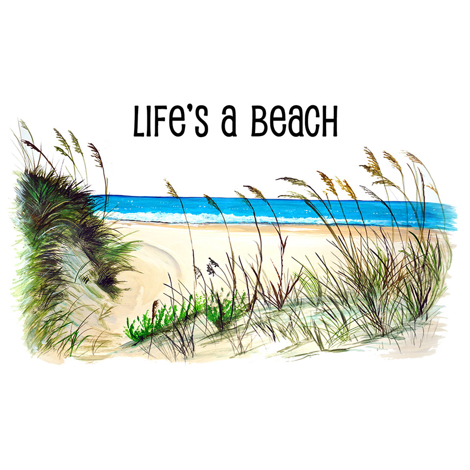 "Life's a Beach" – Beach Scene Printed Vinyl Decal – Car Truck RV Auto