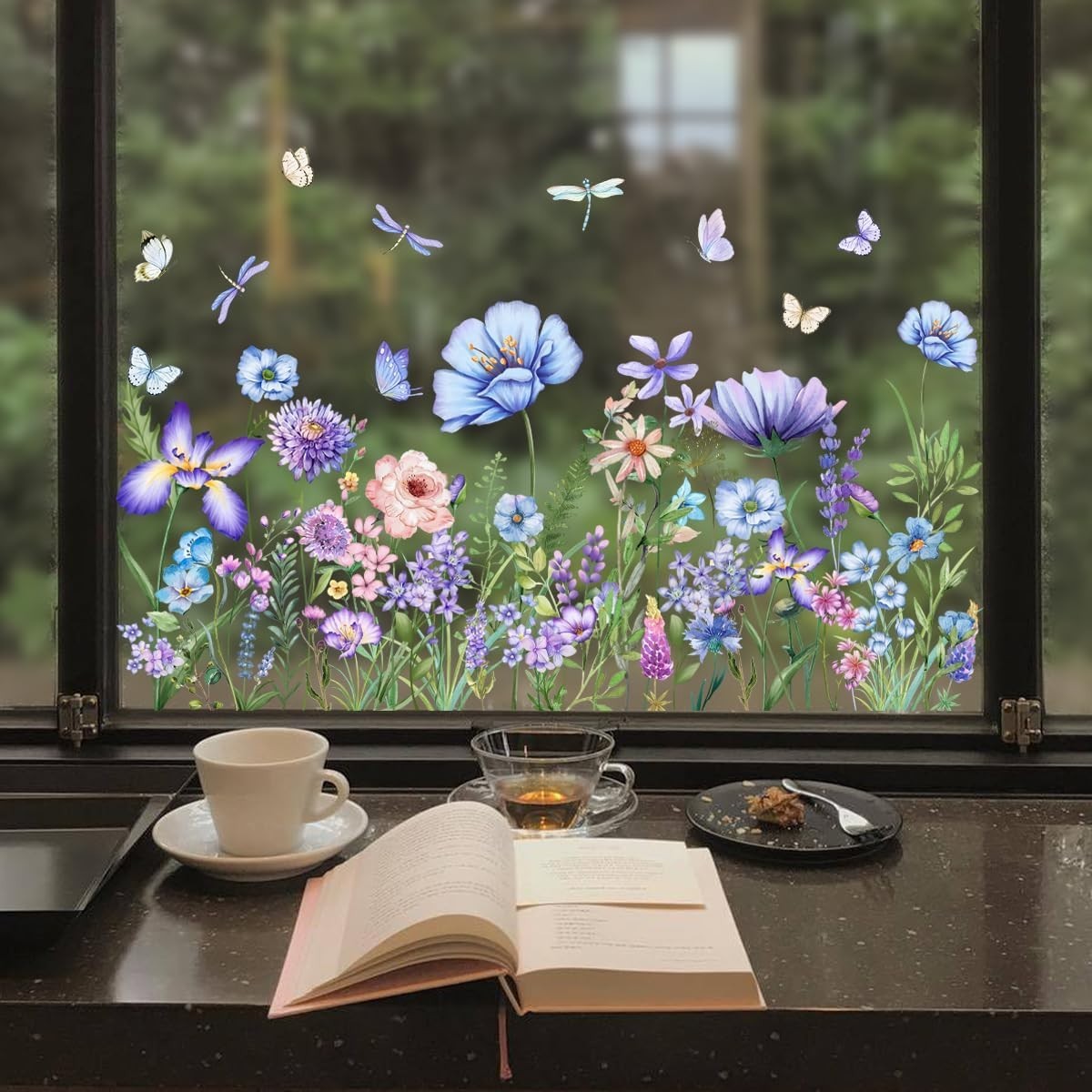 Wildflower Window Cling Butterfly Glass Decals for Bird Windows Strike Preven…