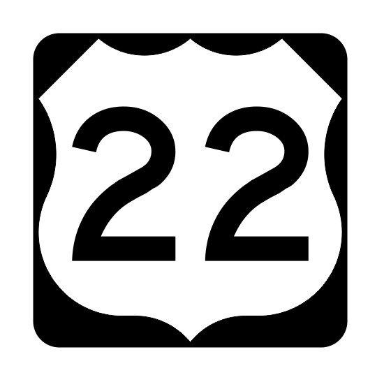 US Route 22 Sticker R1890 Highway Sign Road Sign