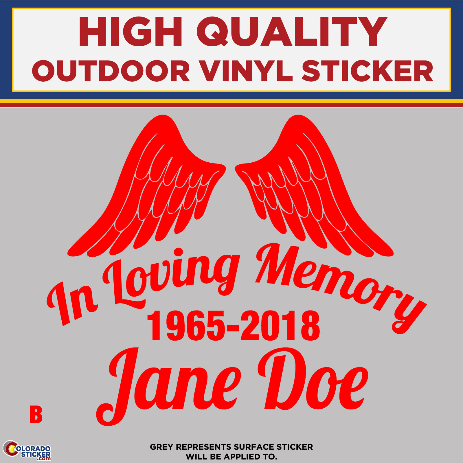 In Loving Memory – B, High Quality Die Cut Vinyl Sticker Decals