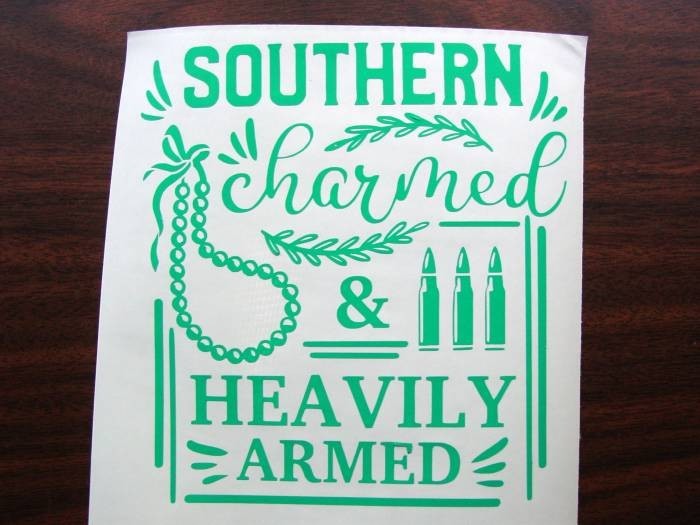 Southern Charmed, Heavily Armed, Southern Decal Sticker, Southern Quote