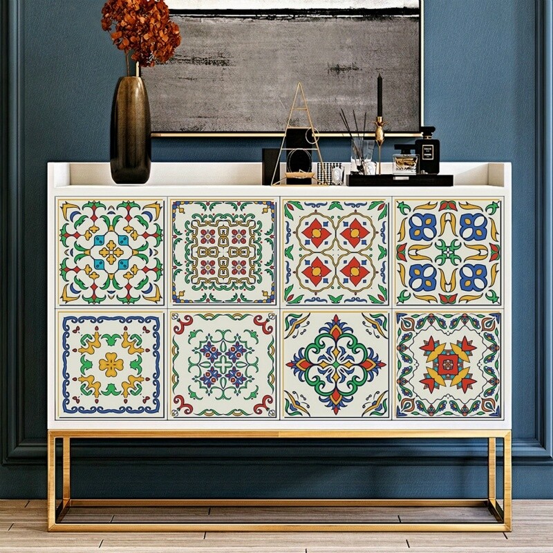 10PCS Floral Wall Sticker Self Adhesive Tiles Waterproof Ethnic Vintage Style