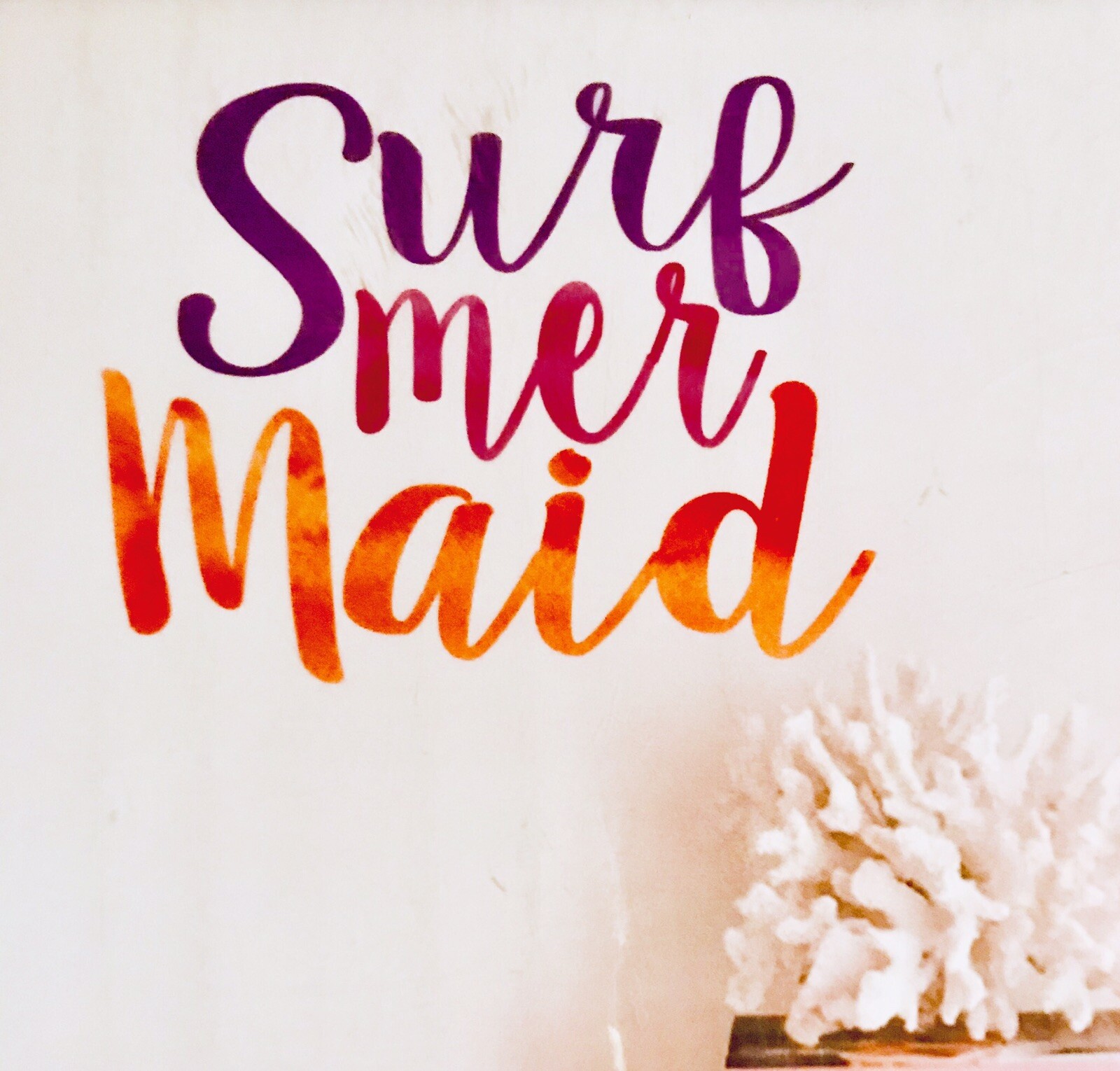 “Surf Mermaid” Stick On Wall Decor 13×10 1/2 Inches Repositionable Easy Peel Off