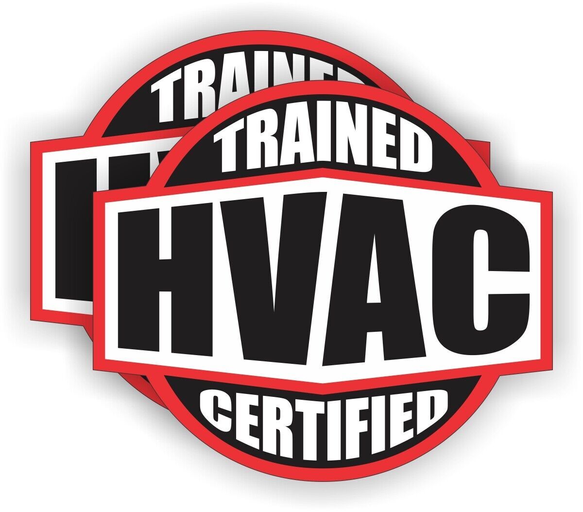 2 HVAC Trained Certified Hard Hat Sticker Decal
