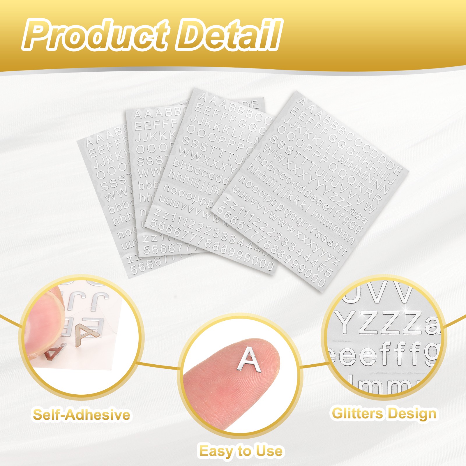 2 Sheets Letter Stickers 0.28" Mini Letter Stickers Alphabet Stickers Silver