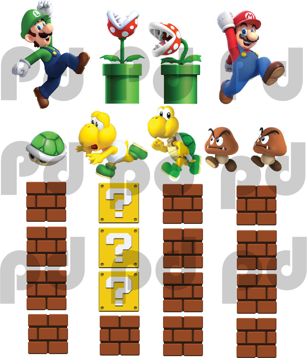 Super Mario Bros Wall Decals Nintendo Wallpaper Stickers Mario Game Room, n71