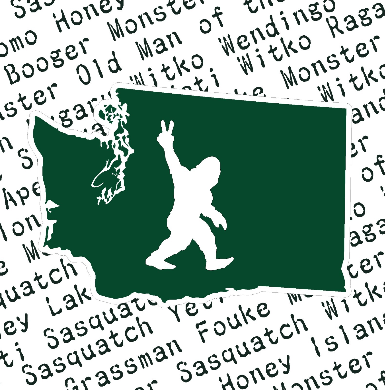 Sasquatch aka Bigfoot or Yeti 7-PACK High Quality Laminated Stickers Washington
