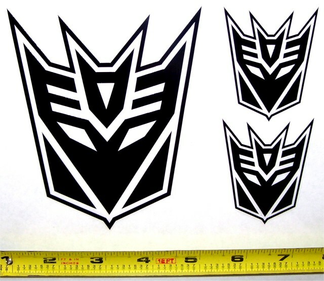 Transformers – Decepticon Set of 3 HQ Single Color Vinyl Sticker Decals