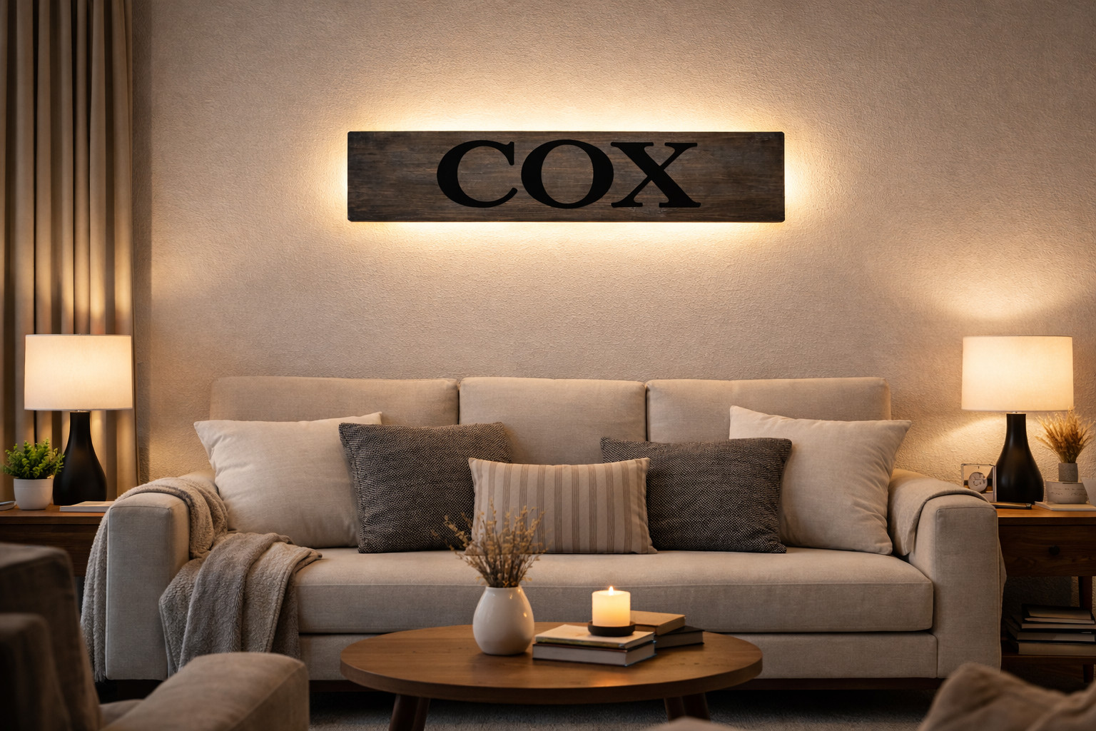 Captivating Family Name Sign with Remote Controlled Illumintation