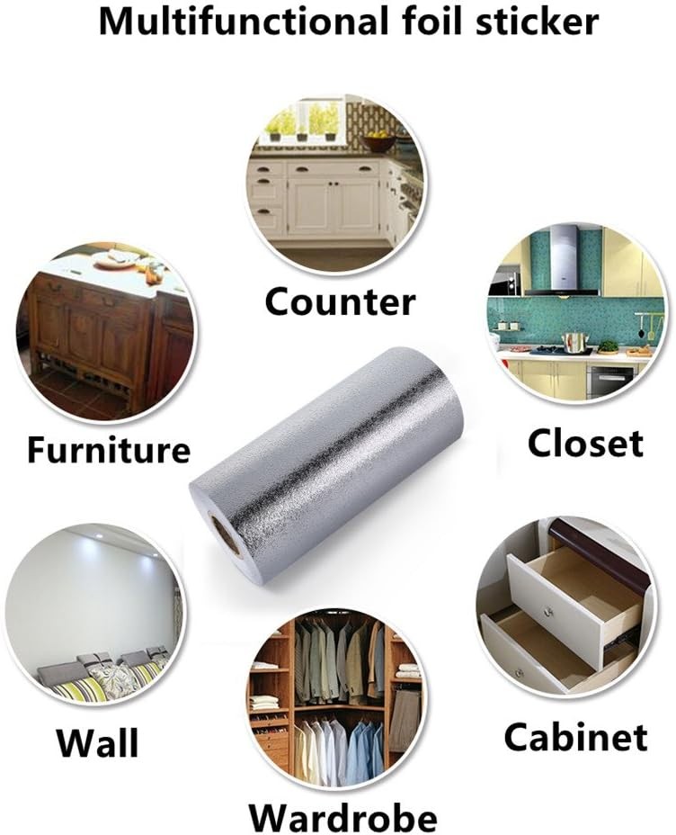 Kitchen Waterproof Aluminum foil Stickers Anti Greasy Counter, 15.7X118.1 inches
