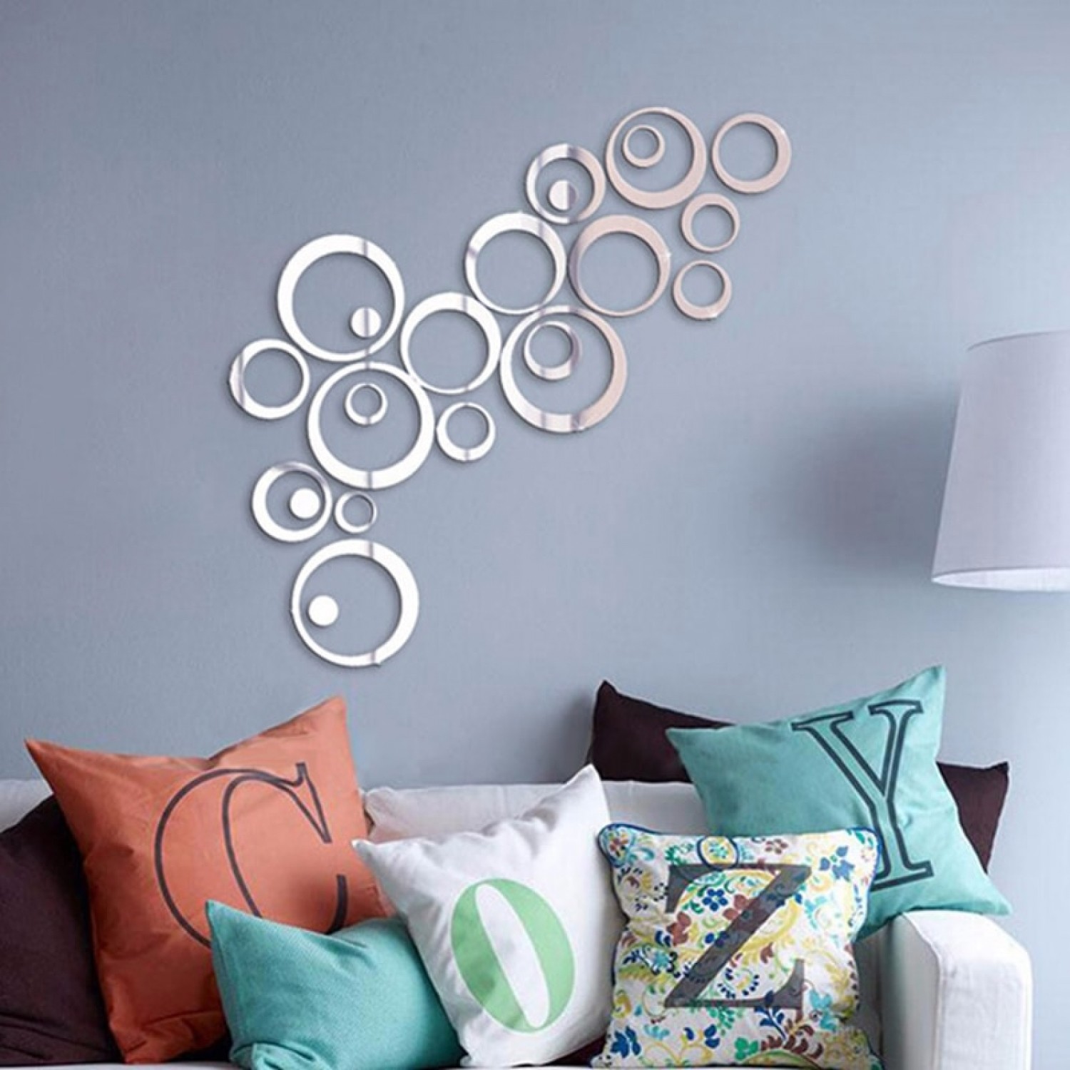 24pcs 3D DIY Circles Wall Sticker Home Decoration Mirror Wall Stickers Room Deco