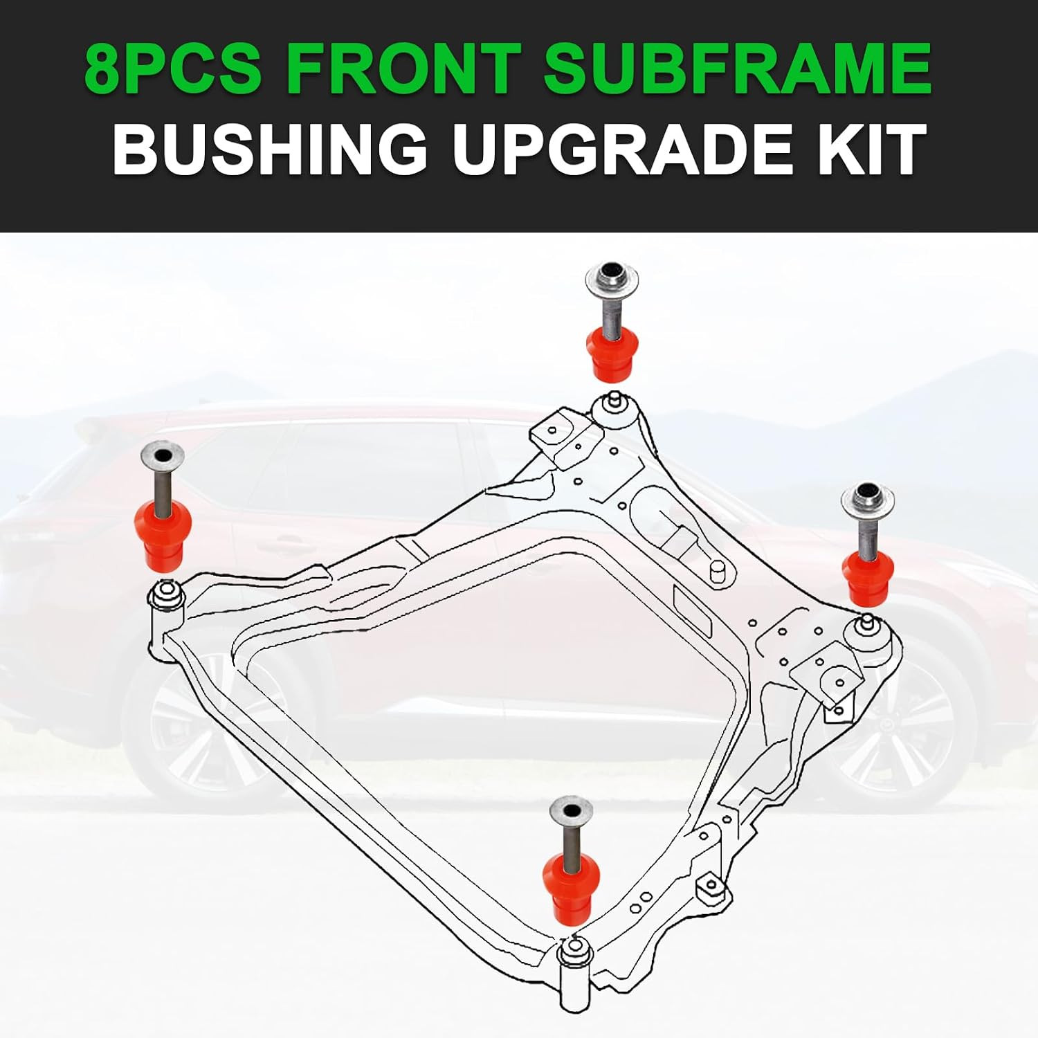 8PCS Front Subframe Bushing Upgrade Kit – More Durable Engine Cradle Front Subfr