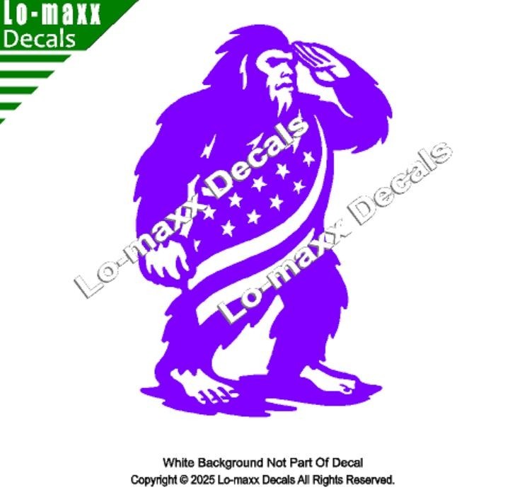 Patriotic Bigfoot Decal American Freedom Flag Sasquatch Sticker USA Vinyl Art