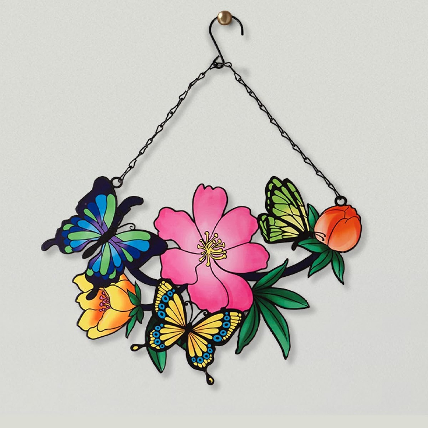 Metal Butterfly and Flower Wall Art Decor for Your Patio, Garden, Fence Art D…