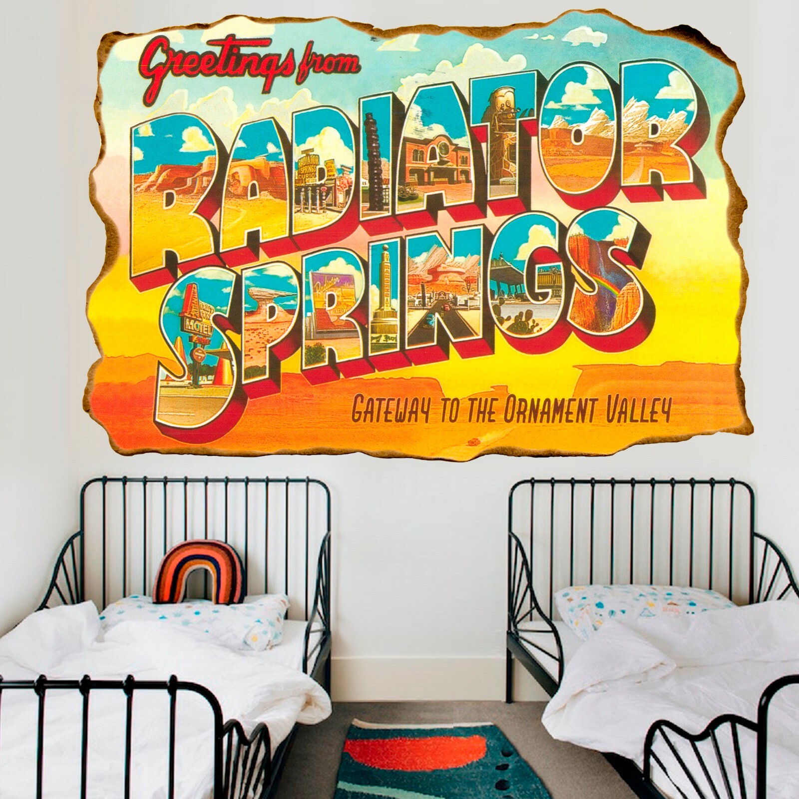 Radiator Springs 3D Wall Decal, Retro Cars Wall Sticker, Removable