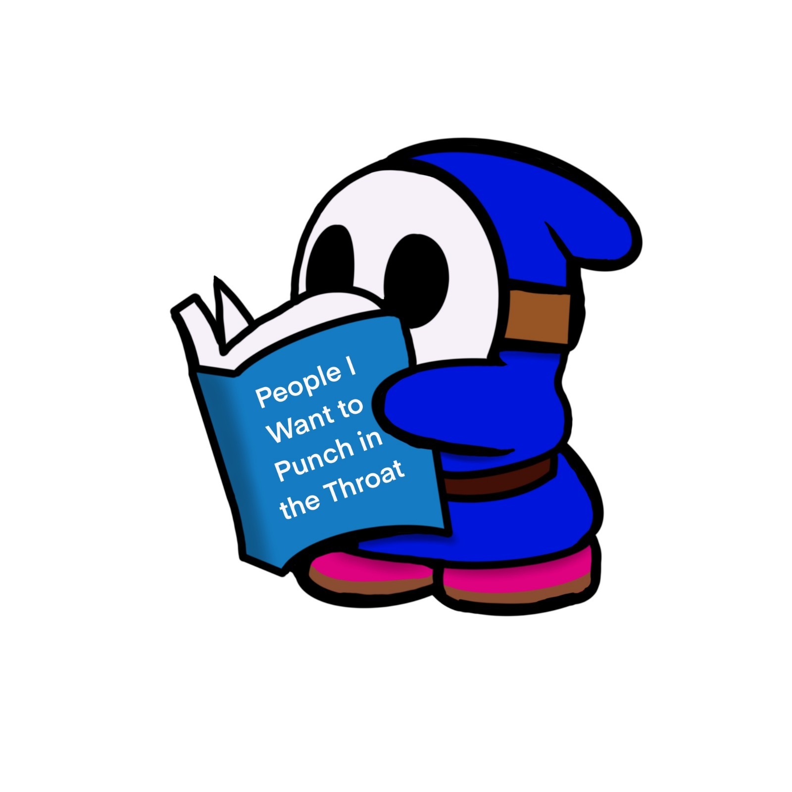 Laminated, Water Resistant, Shy Guy Reading A Book Sticker