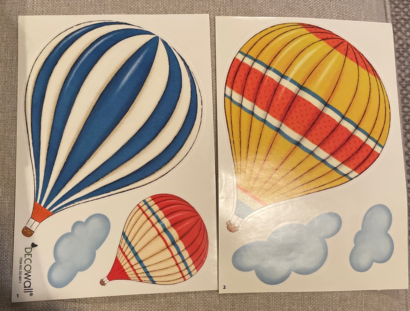 New Decowall Vintage Hot Air Balloons Wall Stickers – 12 Peel And Stick Decals