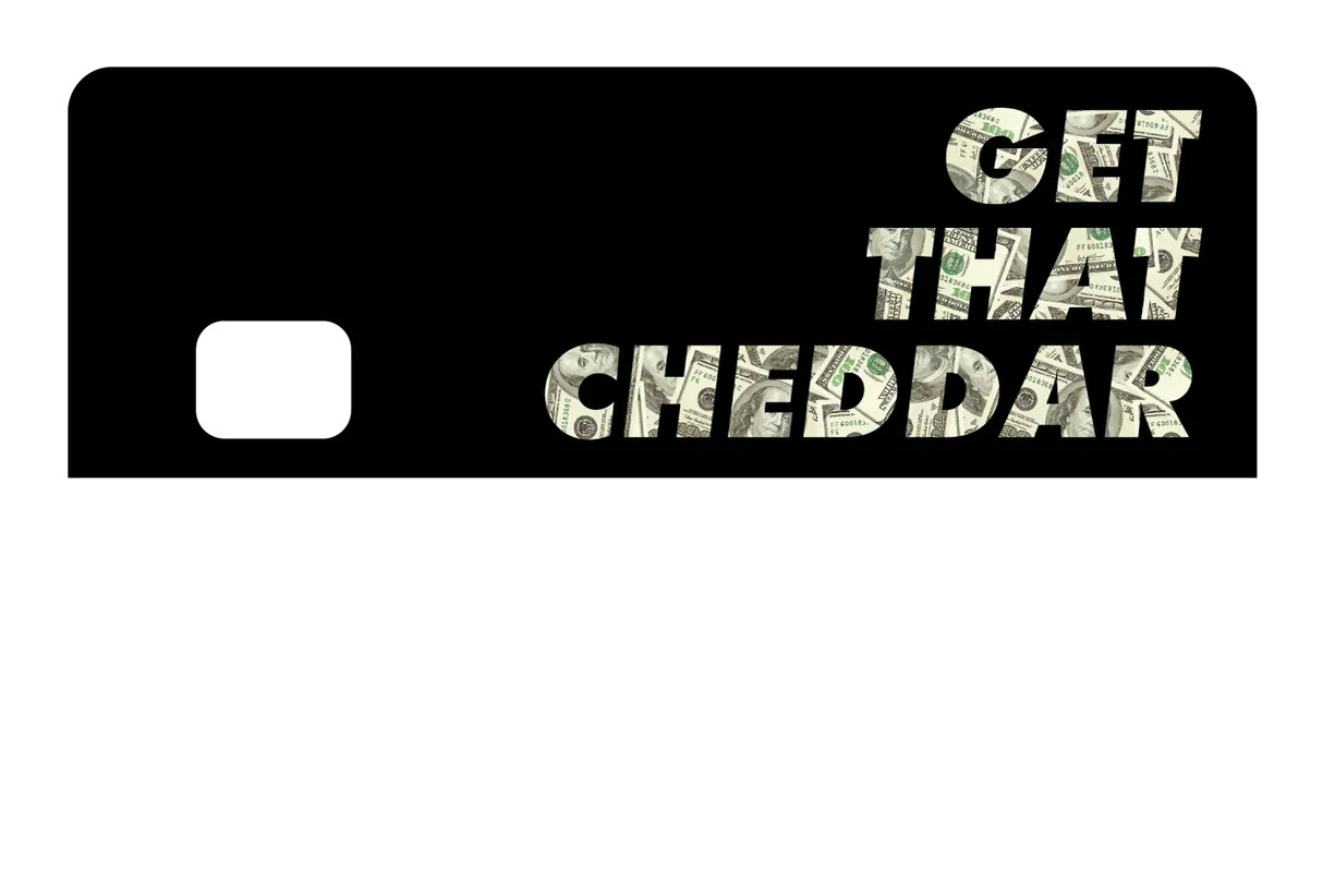 Get That Cheddar Card Skin 4 Pack Money Hustle Dollar Bill Black Vinyl Decal