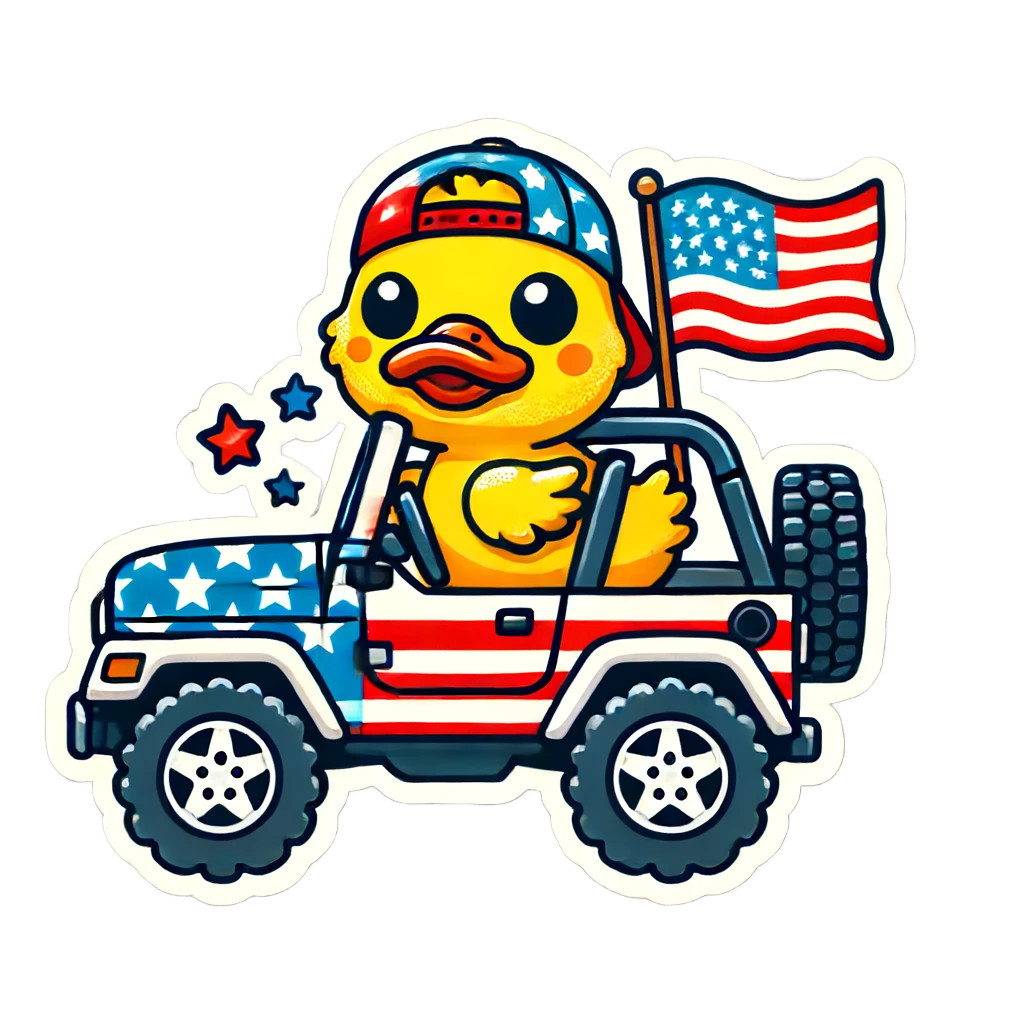 Patriotic Rubber Duck Sticker Ducky Duck Duckie 4th July USA Flag 4×4 Vehicle
