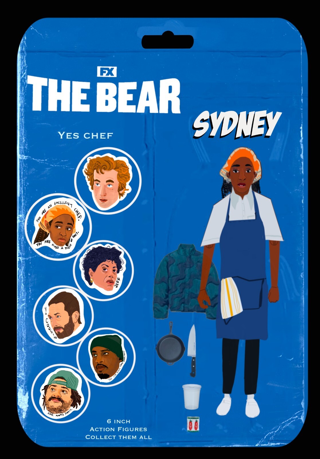 The Bear TV Show Carmy Sydney as Action Figures Stickers