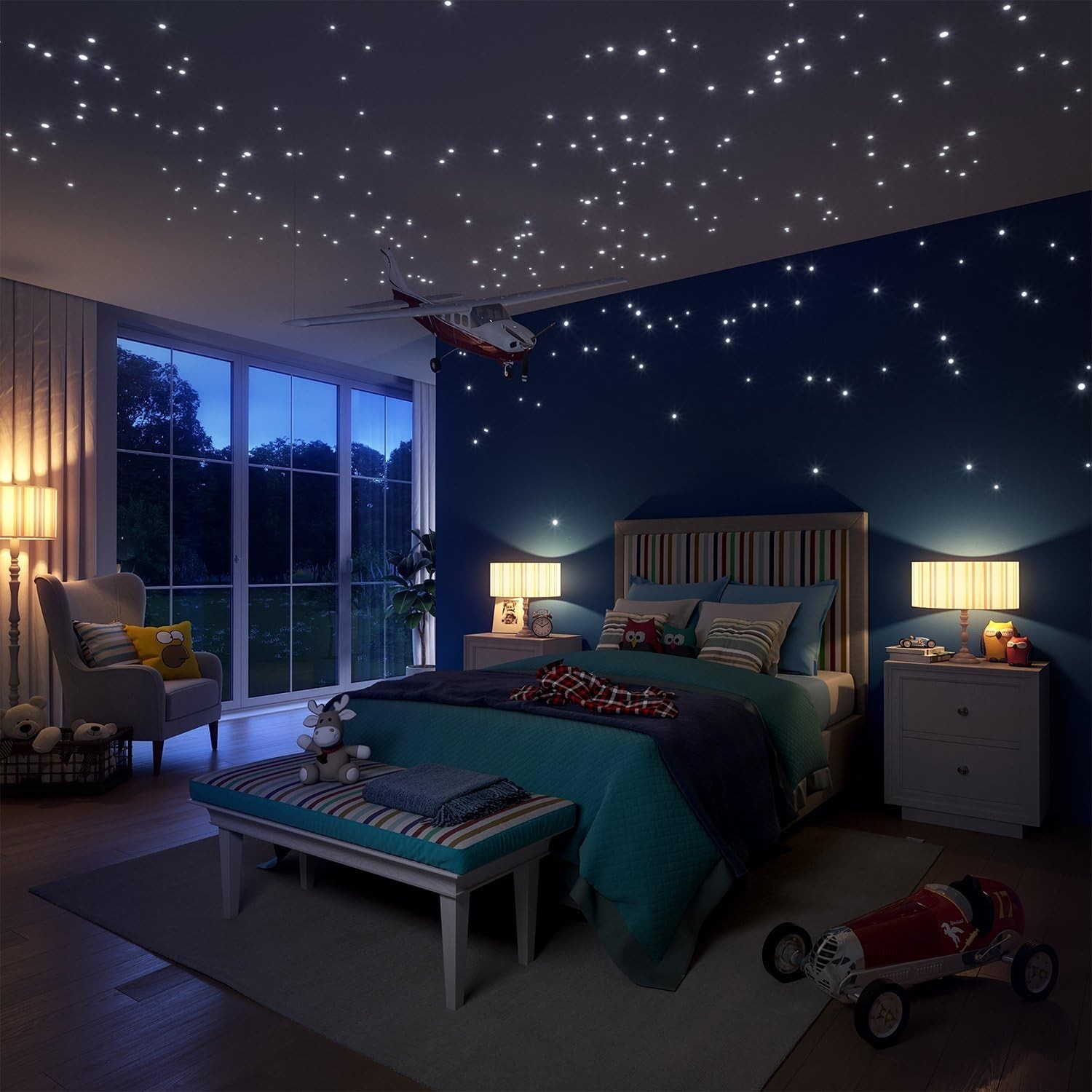Easy Application Glow-in-the-Dark Stars and Moon Wall Stickers for Sweet Dreams