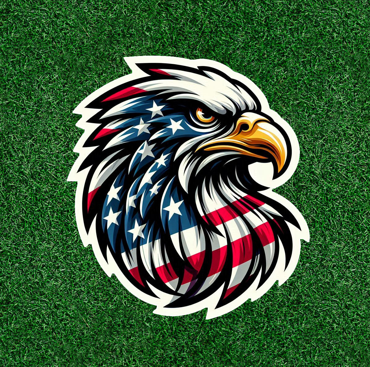 Eagle with USA flag feathers 100% waterproof vinyl sticker decal – many sizes