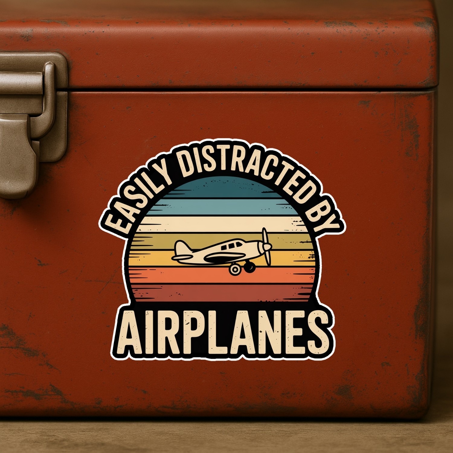 4PCS Easily Distracted by Airplanes Stickers – Funny Aviation Vinyl Decals