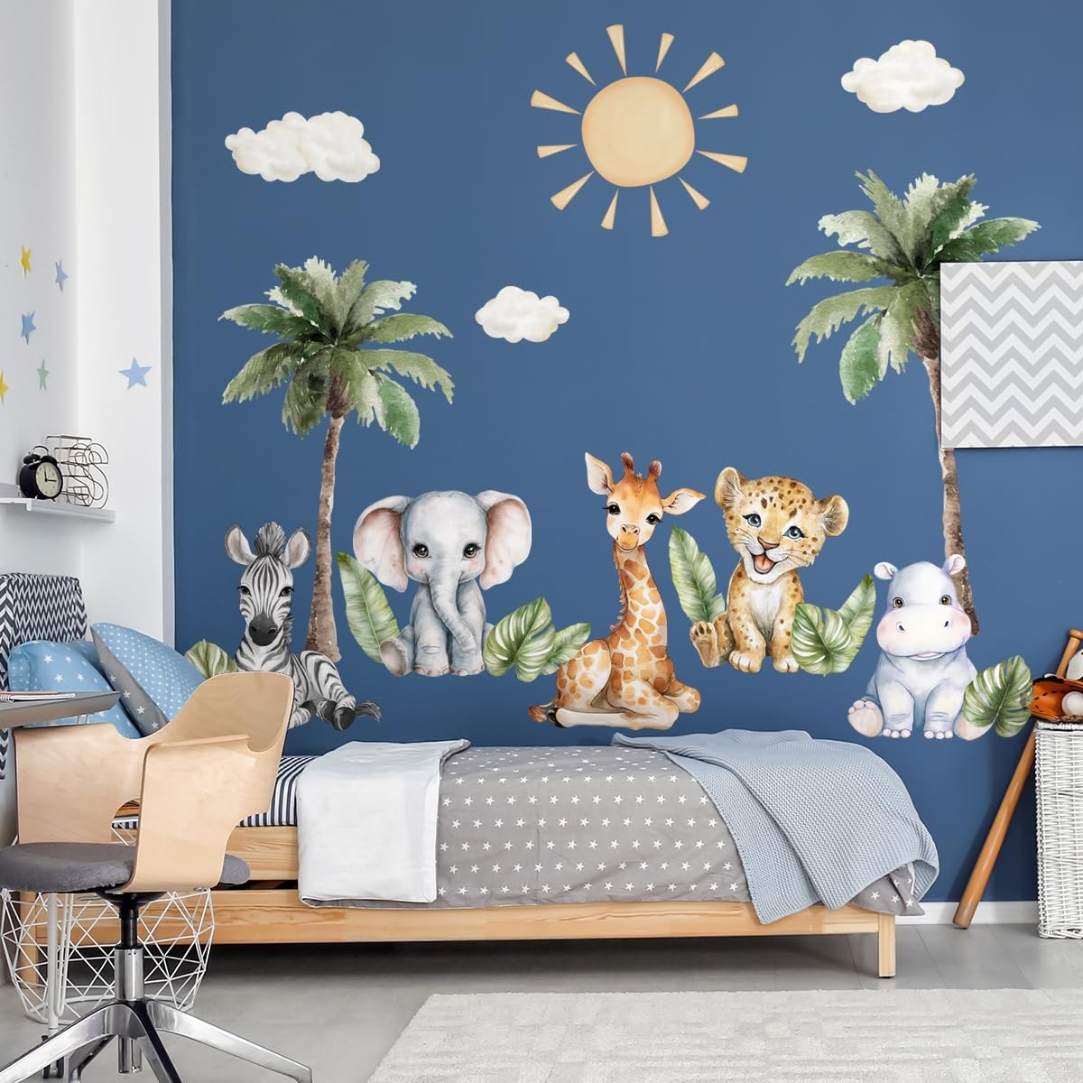 Safari Animals Wall Decal, Peel and Stick Nursery Animals Mural,Jungle Lion, …