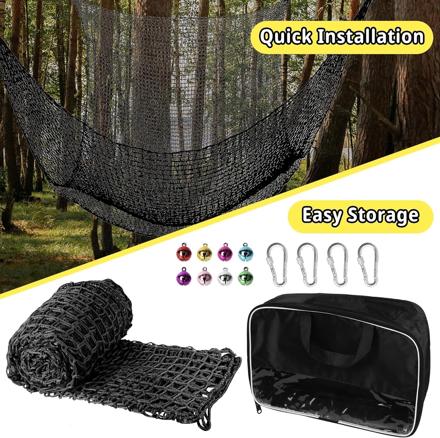 9.8' x 9.8' Climbing Cargo Net – Double Layer Playground Safety Net for Kids