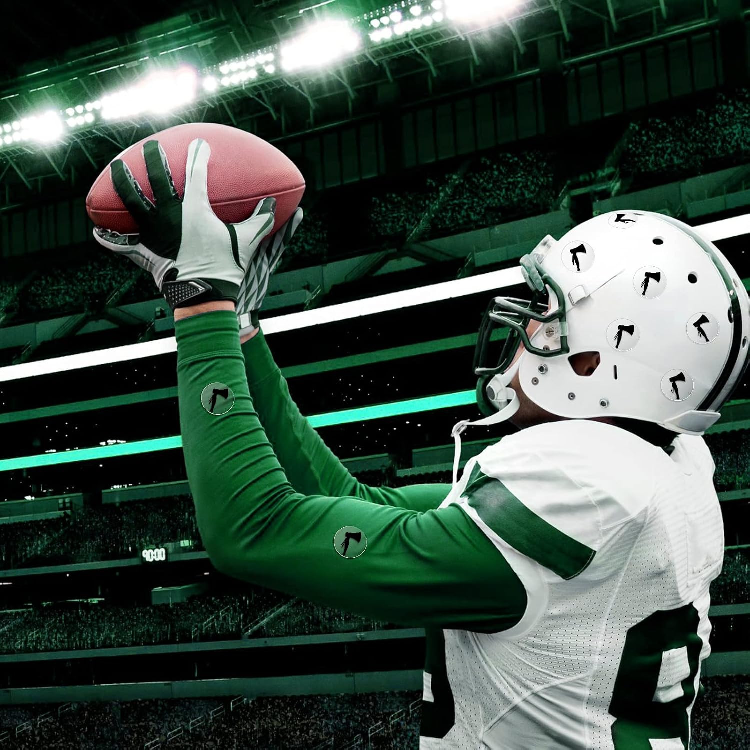 200 Pcs 8 Sheets Football Helmet Stickers Hatchet Decals 1-1/8 Inch Self Adhesiv
