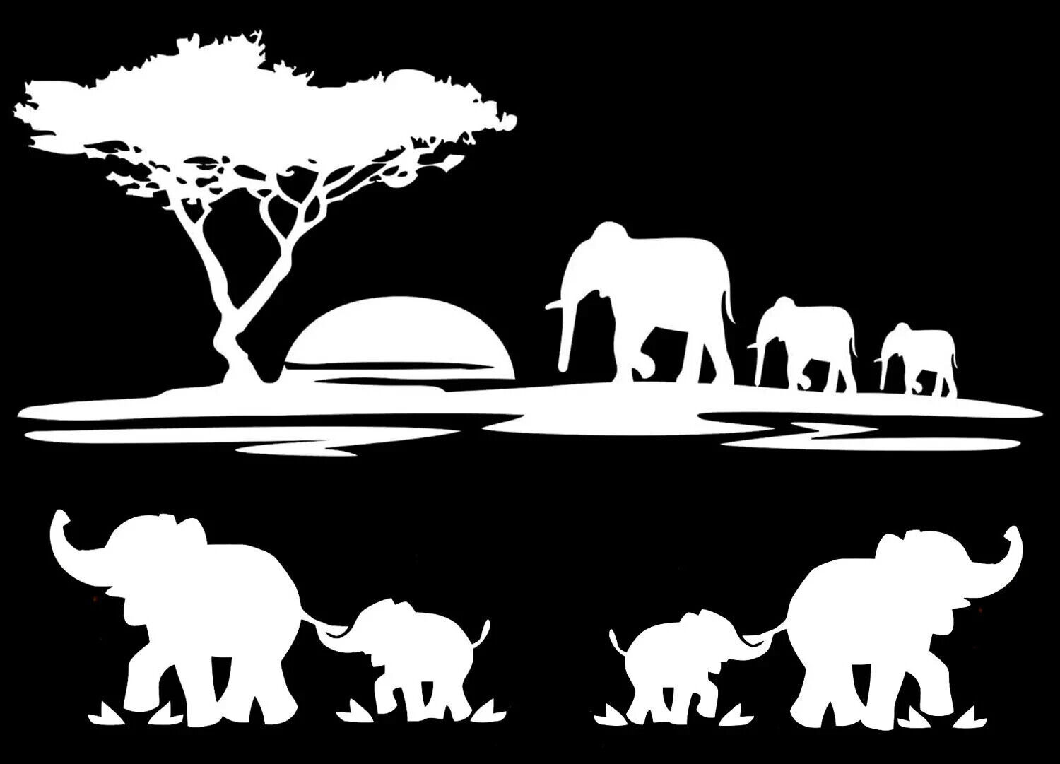 Elephant African Safari 4 Vinyl Decal Car Truck Window Tablet Notebook Tumblers