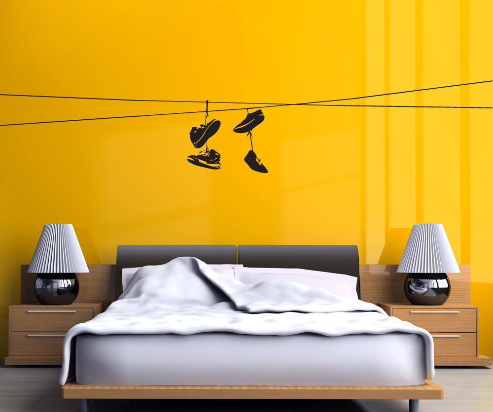 Vinyl Wall Decal Sticker Brooklyn Shoes On Wire #1529