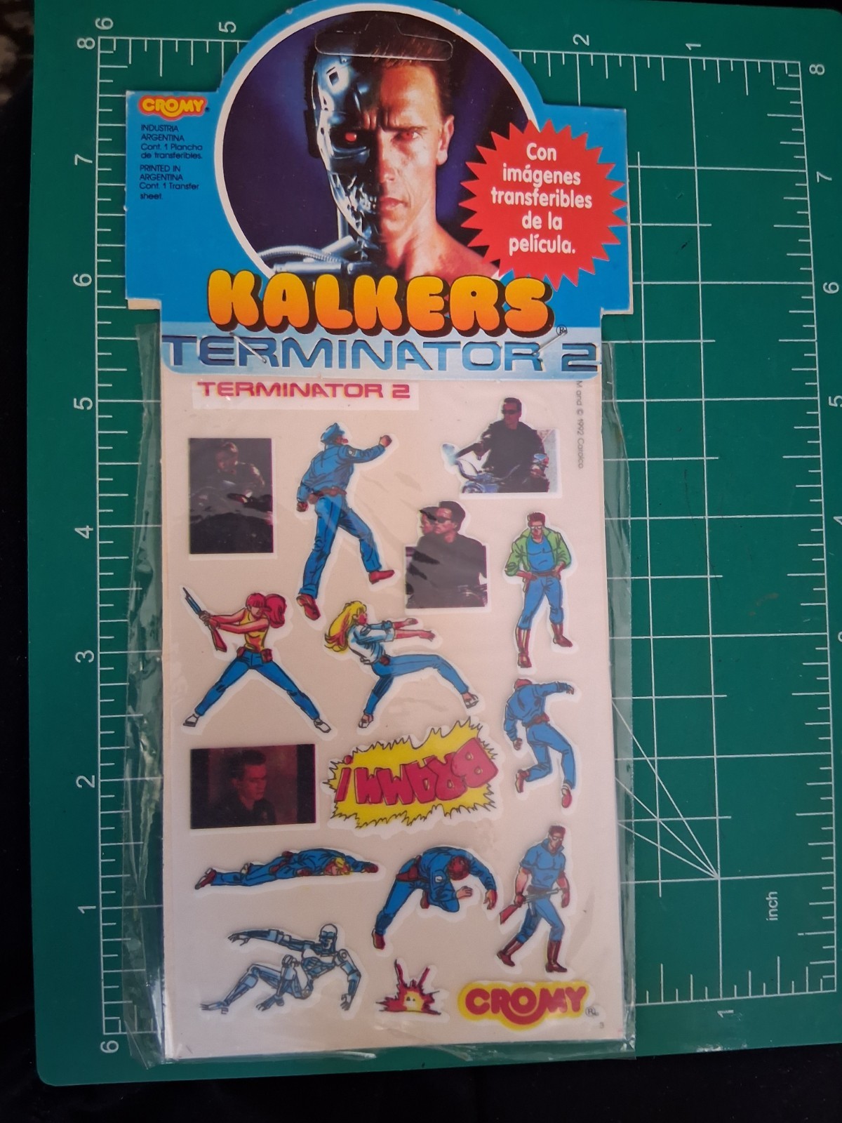 1992 VTG Terminator 2 Kalkers Transfers Full Sticker Sheet Rare Argentina VAR#1