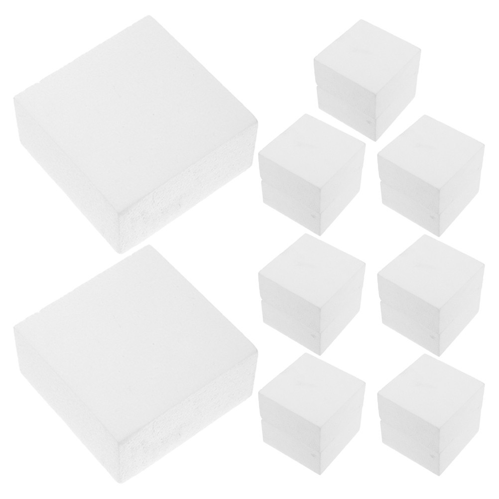 16 Pcs Foam Square Bricks for Crafting Polystyrene Boards Crafts Blocks Display