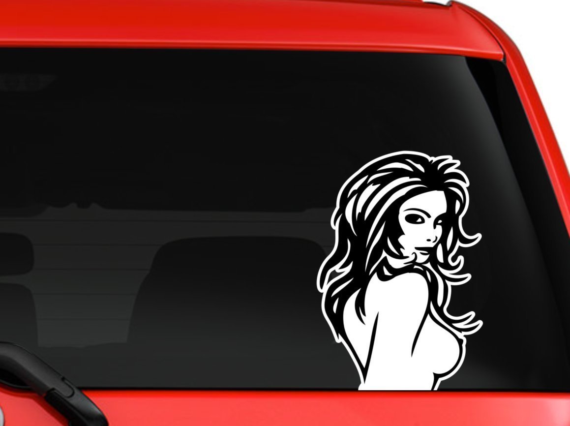Sexy Naked Girl Posing car truck SUV window laptop wall macbook decal sticker6"