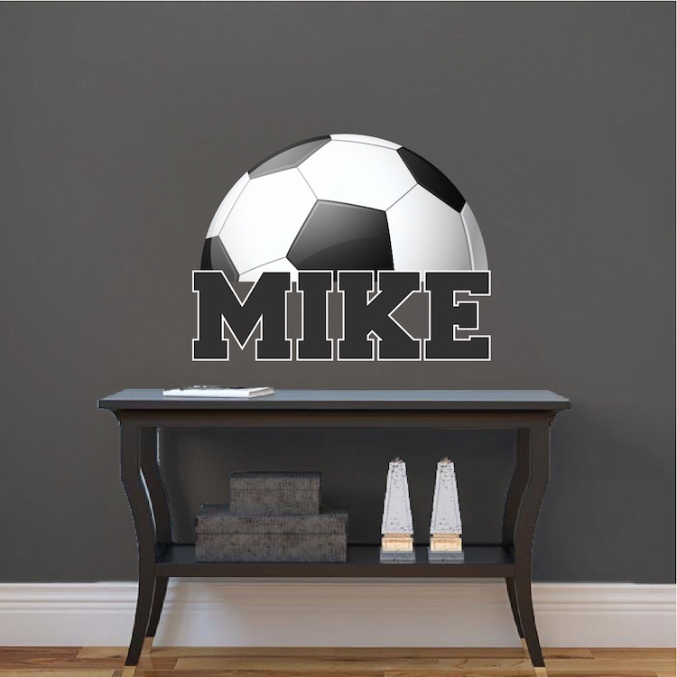 Custom Name Soccer Ball Wall Decal Kid's Room Sports Decal Soccer Ball Art, s89