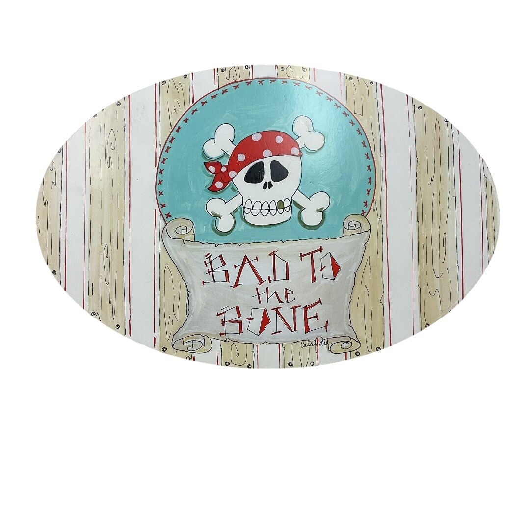 Lane Dee Signs Hand Painted Pirate Skull Bad To The Bone Calandia Wall Decor