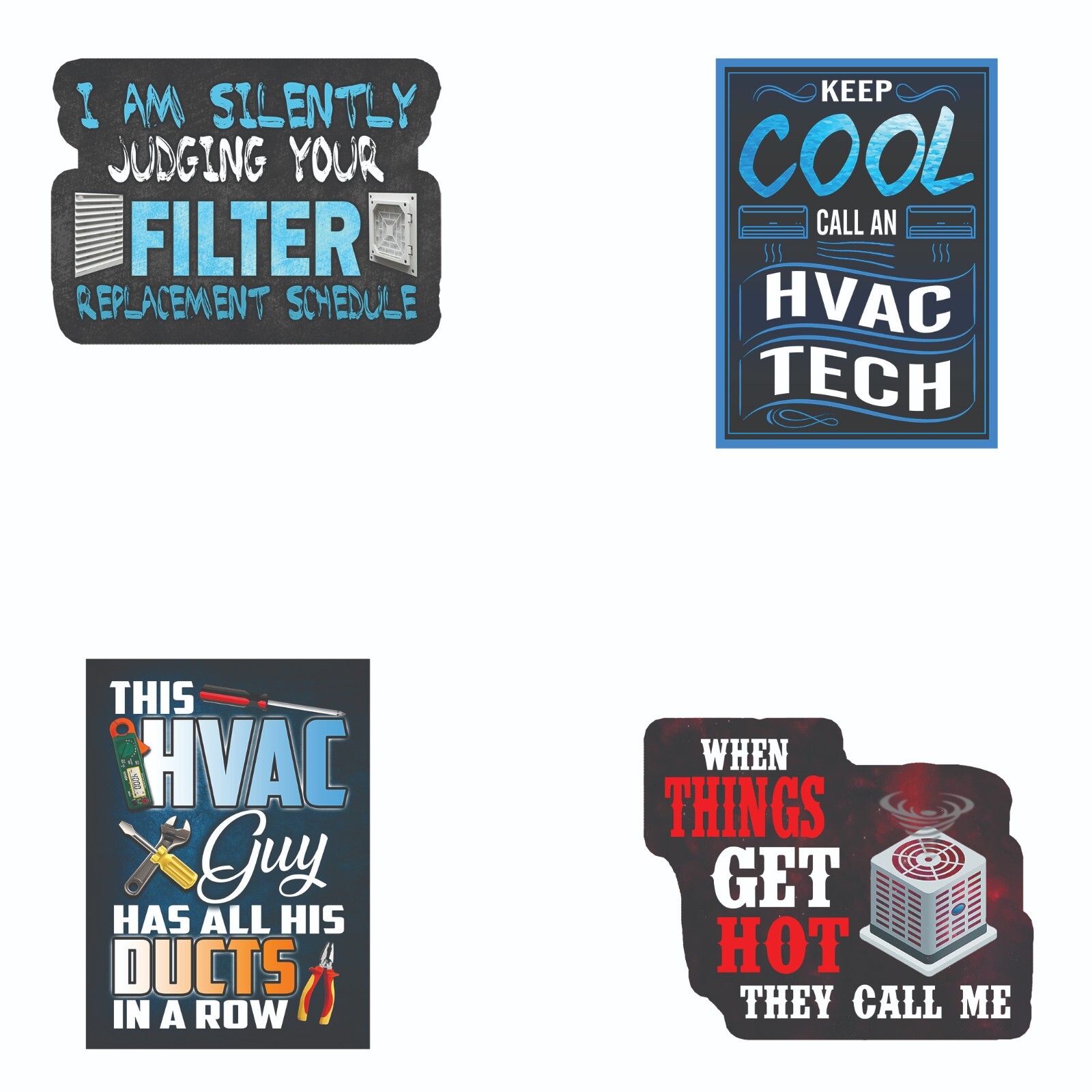 HVAC Stickers – Perfect for Any HVAC tech. Pack of 14
