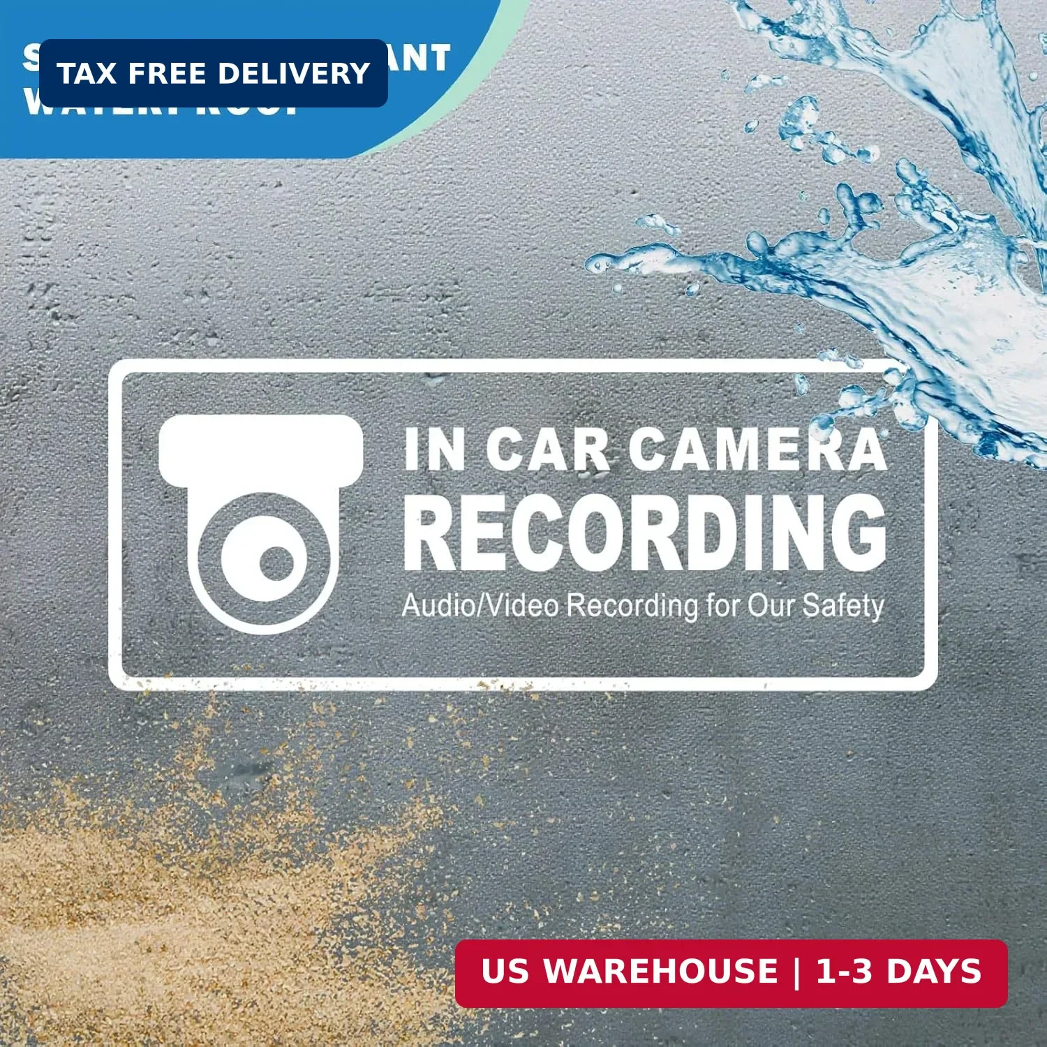 in Car Camera Recording Sticker, 2"x 5" Video Surveillance Sign Vehicle Decals,