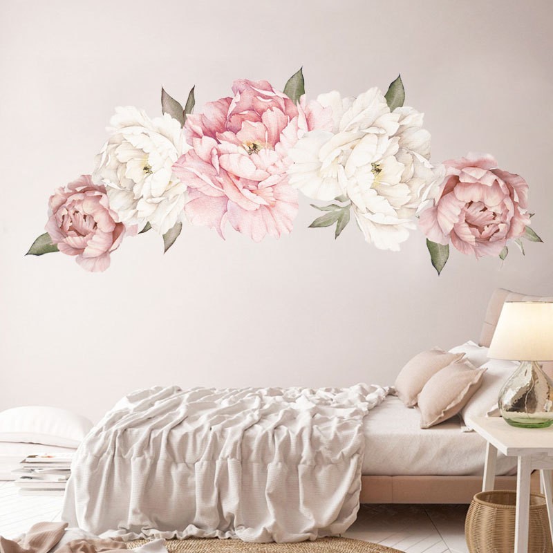 LARGE PEONY FLOWER PATTERN BEDROOM WALL STICKER MURAL DECALS HOME ART DECOR SPEC