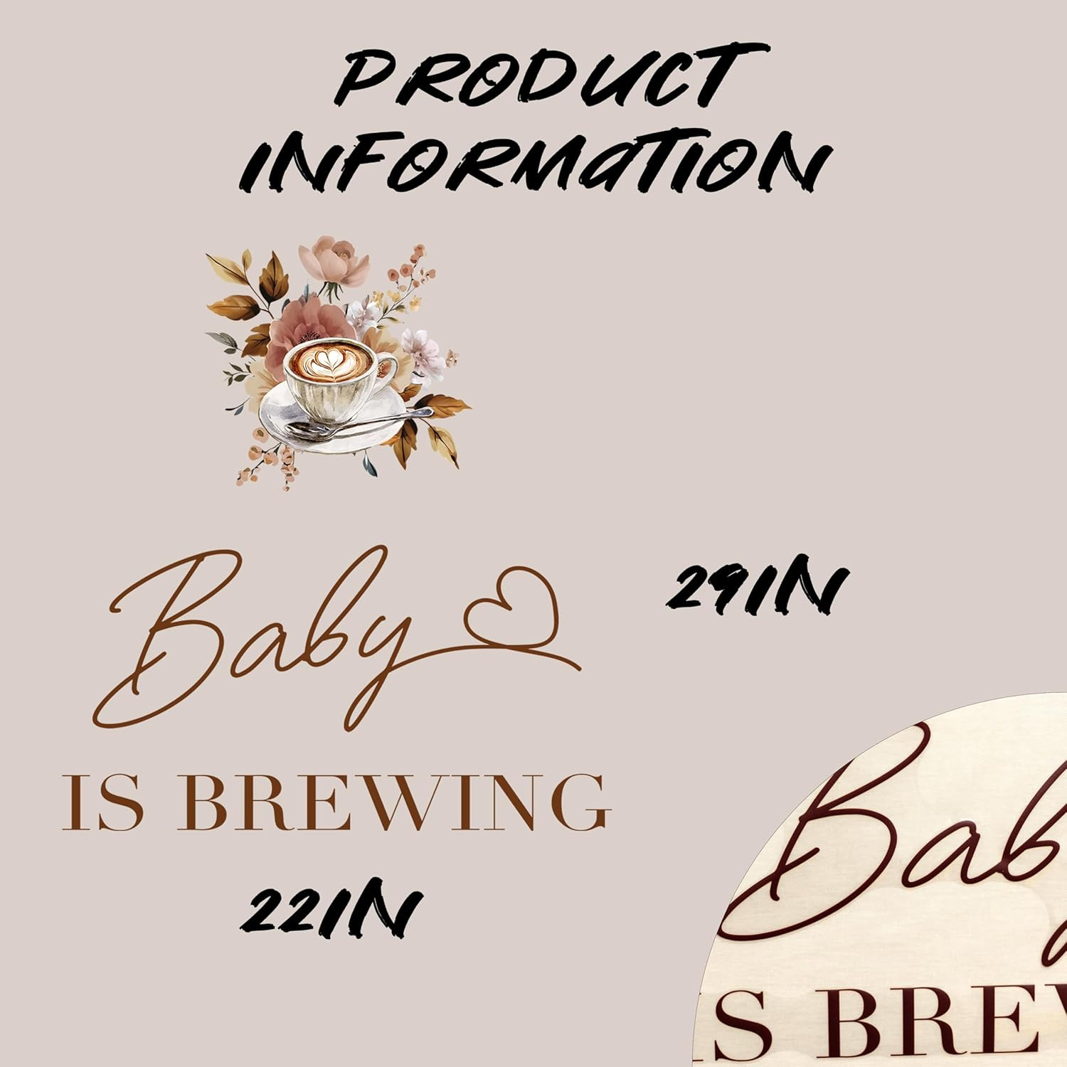Upfrist Baby Is Brewing Wall Decal – Coffee Floral Themed Gender Reveal Party De