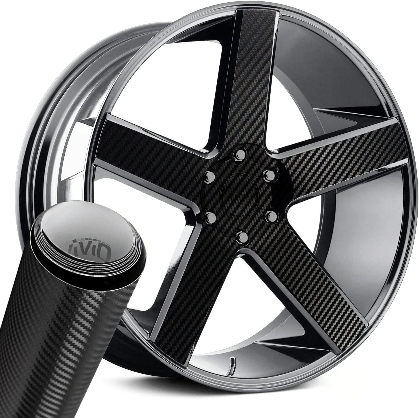 Auto Rim Air-Release Adhesive Vinyl Wrap 24 Inch x 30 Inch 4 Sheet Pack Black…